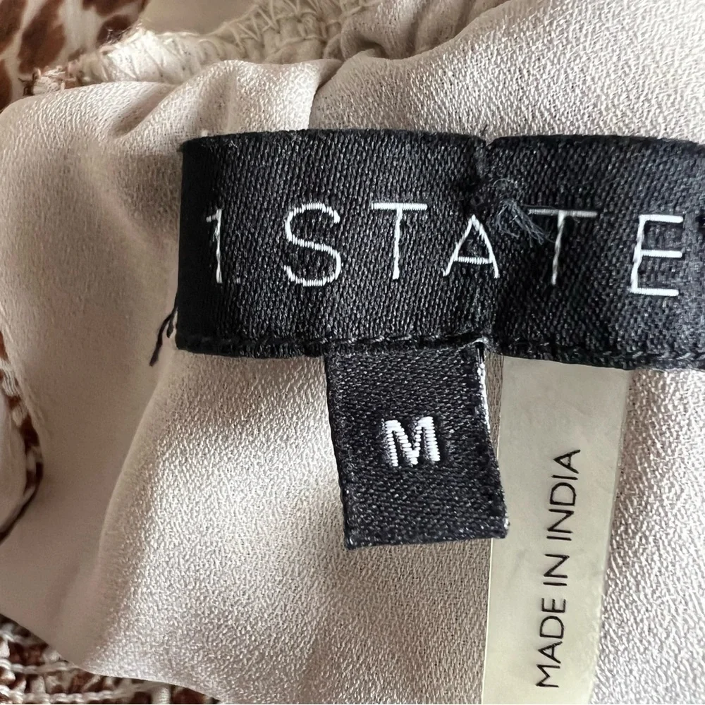 1. STATE sleeveless animal print smock neck tiered midi dress Waistband Sz M - Picture 15 of 15